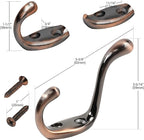 Rok Hardware Heavy Duty Dual Coat Hook, Brushed Antique Copper, 10 Pack - Image 2