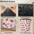 Cute Pink Strawberry Laundry Basket, Extra Large Foldable Hamper - Image 5