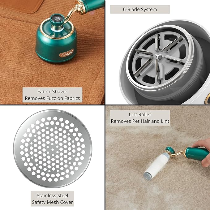 SALAV® Retro Edition Rechargeable Fabric Shaver and Lint Roller - Image 7