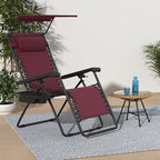 Best Choice Products Folding Zero Gravity Outdoor Recliner Patio Lounge Chair w/Adjustable Canopy Shade, Headrest, Side Accessory Tray, Textilene Mesh - Burgundy - Image 2