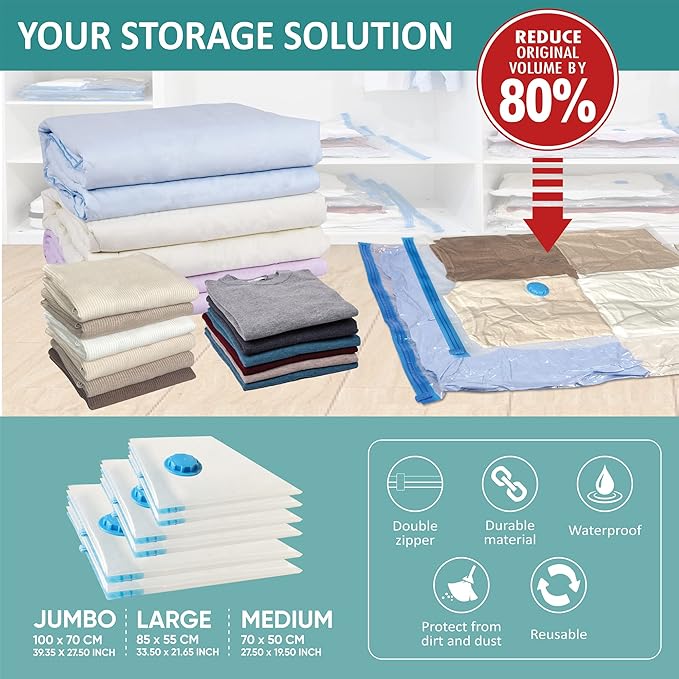 6 Pack Vacuum Storage Bags - Image 2