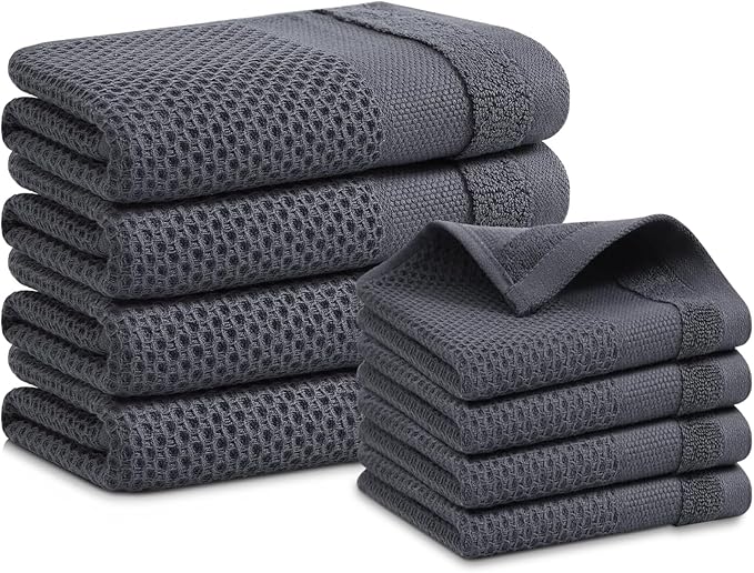 Homaxy Kitchen Towels and Dishcloths Set, 12 x 12 and 13 x 28 Inches, Super by Homaxy