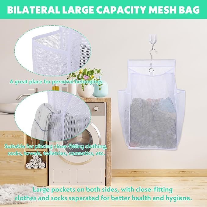 2 Pcs Hanging Collapsible Breathable Mesh Laundry Hamper, Hanging Laundry Bag - Image 5