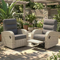 Outdoor Swivel Recliner Chair Set of 2, All-Weather Wicker Reclining Patio Chair with Adjustable Backrest and Footrest by Vakollia