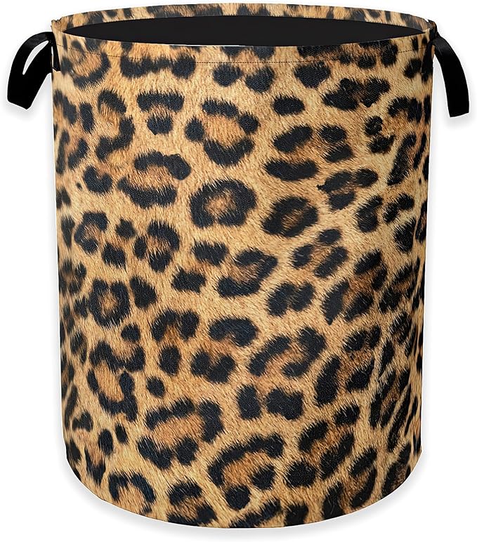 Laundry Hamper, Classic Leopard Laundry Basket, Wildlife Fur Print Portable by Unknown