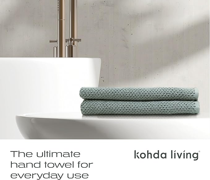 Luxury Silver-Infused Sage Green Hand Towels 2-Pack, 23.6"x17.7" - Image 2