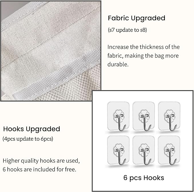 2pcs Large Wall Hanging Organizer Bag, Linen Fabric Door Hanging Storage Baskets - Image 4