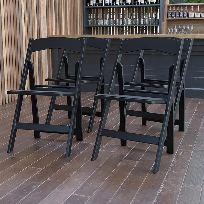 Flash Furniture Hercules Series Folding Chairs for Weddings and Formal Events, Stackable Commercial Event Seats with 1,000-lb. Static Weight Capacity, Set of 4, Black - Image 2