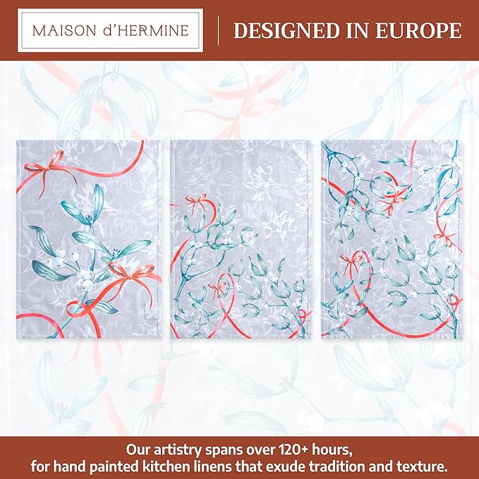 Maison d' Hermine Kitchen Towels Set of 3 100% Cotton 20" x 27.5" Reusable - Image 2