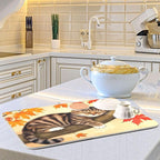 Fall Cats Dish Drying Mat for Kitchen Countertop 18x24 Autumn Maple Leaves - Image 6