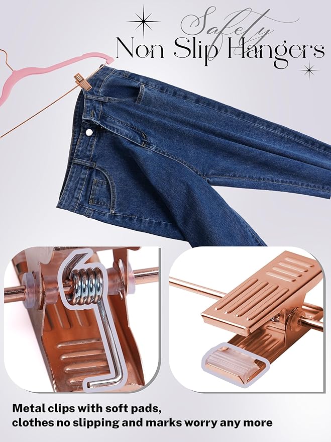 HOUSE DAY Velvet Skirt Hangers 24 Pack, Non Slip Pants Hangers - Image 7