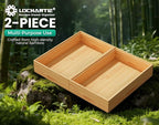 Bamboo Kitchen Drawer Organizer Boxes – 9" x 6" Stackable Wood Silverware - Image 6