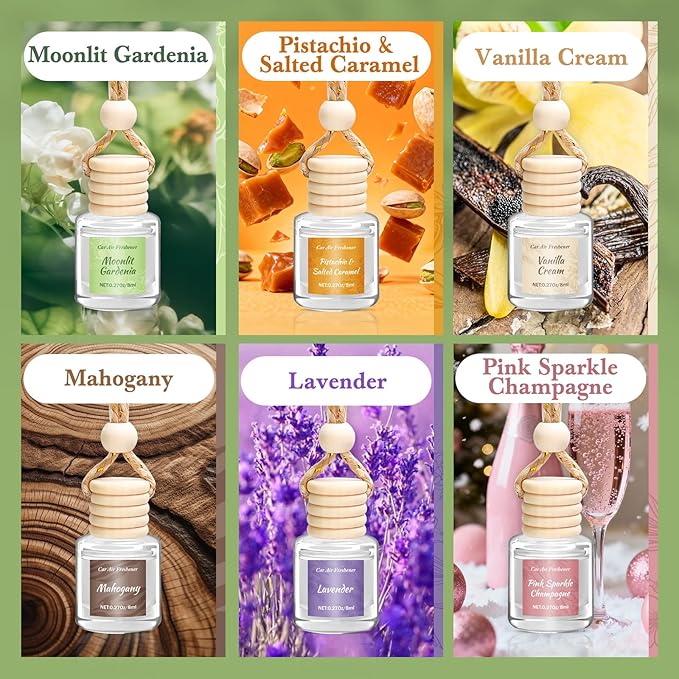 6 Pack Car Air Freshener for Women, Long Lasting Slow-Release Natural Essential - Image 4