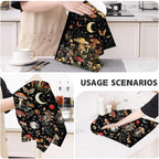 Mushroom Moth Kitchen Towels Decorative Set of 4, Witchy Dish Towels Absorbent - Image 7
