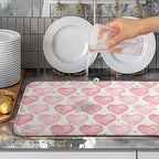 Valentines Dish Drying Mat Valentine Dishes Drying Pad Pink Golden Heart Love - Image 4