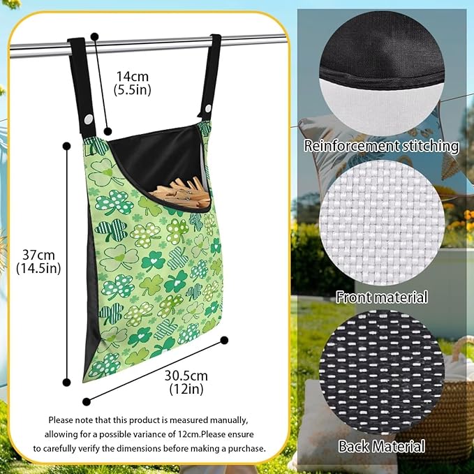 Clothes Pin Hanging Bag with Hanging Rope 14.5 X 12 Inch Clothespin Bag - Image 6