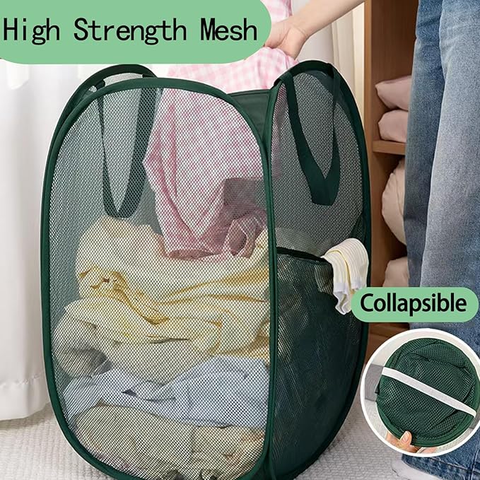 Pop Up Laundry Basket, Collapsible Mesh Laundry Hamper, Vertical Popup Hamper - Image 2