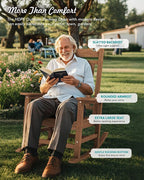 SERWALL Oversized Rocking Chair Outdoor, HDPE Outdoor Rocking Chair, Brown - Image 4