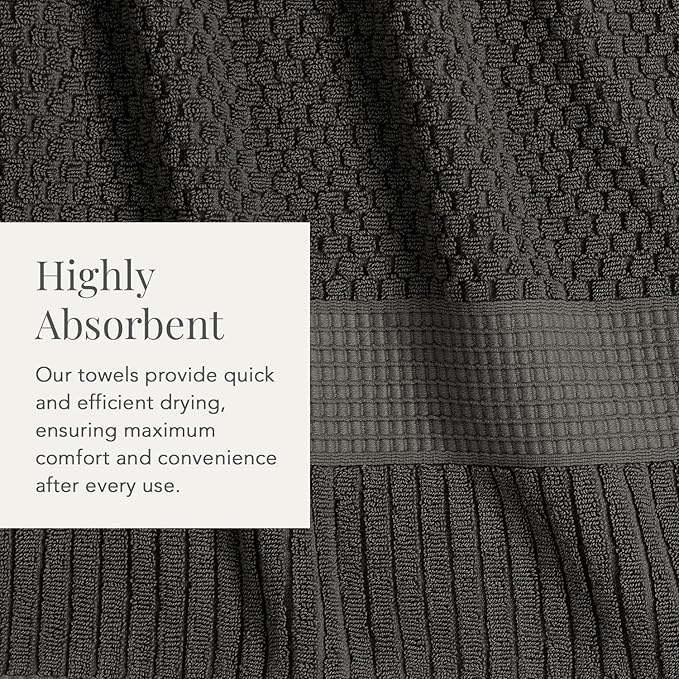 NY Loft 100% Cotton 4 Pack Bath Towels, Dark Grey, OEKO-TEX Certified, Machine - Image 7