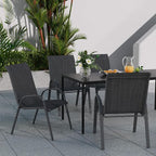 Patio Dining Chairs Set of 6, Outdoor Stackable Dining Chairs High Back, Patio Furniture for Backyard, Porch, Garden, Poolside (Dark Grey) - Image 6