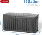 EasyUp 85 Gallon Outdoor Storage Box, Resin Waterproof UV-Resistant Deck Box, Reinforced Stability for Patio, Garden, and Poolside, Striped Black - Image 7