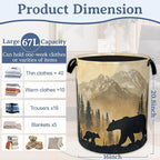 Bear Laundry Basket, Oxford Cloth Golden Mountain Forest Laundry Hamper - Image 2