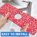 Christmas Reindeer Bell Snowflake Kitchen Sink Splash Guard Mat Absorbent Fast - Image 6