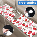 Watercolor Strawberry Kitchen Sink Splash Guard Absorbent Fast Drying Mat - Image 7