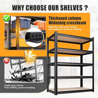 Set of 2 Garage Shelving Heavy Duty Storage Shelves, Metal Adjustable Shelving Unit, Utility Garage Organizer Shelf for Basement, Pantry, Kitchen, Warehouse, 17.7" Dx45.6 Wx71.2 H, Black - Image 5