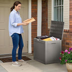 Outdoor Storage Box, Resin Deck Boxes Indoor and outdoor, Waterproof Storage Box Lockable Lid (Grey, 35 Gallon) - Image 9