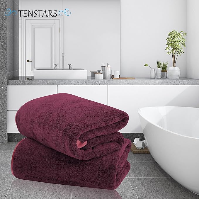 TENSTARS Silk Hemming Bath Towels - Image 3