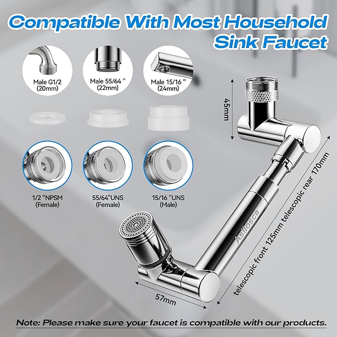 1440° swivel faucet extender, sink faucet aerator extender, swivel extendable - Image 3