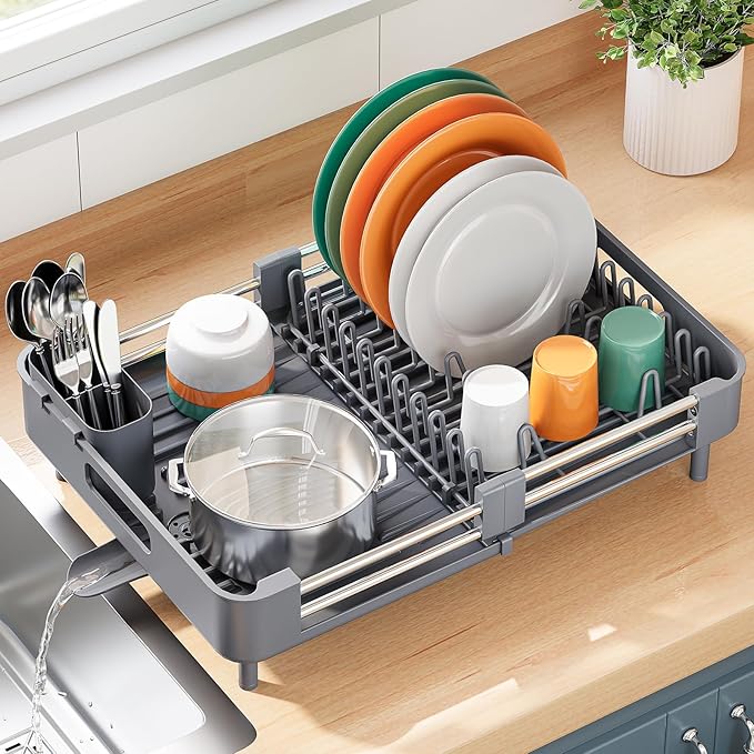 TOOLF Dish Drying Rack with Drainboard, Extendable Dish Rack - Image 9