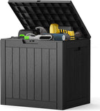 NEWBULIG 31 Gallon Outdoor Storage Box, Waterproof Deck Box with Lockable Lid, Patio Furniture Bench & Side Table, Easy Assembly, for Garden, Pool, Patio & Backyard Organization, Black by NEWBULIG