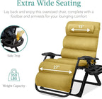 Best Choice Products Oversized Zero Gravity Chair, Folding Outdoor Patio Recliner, XL Anti Gravity Lounger w/Removable Cushion, Cup Holder, Side Tray, 350lb Capacity - Sunflower Yellow - Image 5
