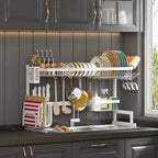 PUSDON Over Sink Dish Drying Rack Stainless Steel, Adjustable Large Dish Drainer - Image 8