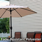 Sunnydaze Outdoor Patio Umbrella - Polyester Table Market Umbrella with Push-Button Tilt and Crank - 6 Sturdy Ribs - Beige - 7.5ft - Image 4