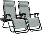 Best Choice Products Set of 2 Adjustable Steel Mesh Zero Gravity Lounge Chair Recliners w/Pillows and Cup Holder Trays - Stardew by BestChoiceProducts