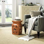 Safavieh Beijing Filigree Ceramic Decorative Garden Stool, Orange - Image 2