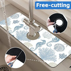 Marine Seashell Seahorse Coral Kitchen Sink Splash Guard Mat Absorbent Fast - Image 7