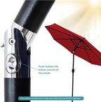 Sunnydaze Outdoor Patio Umbrella - Polyester Table Market Umbrella with Push-Button Tilt and Crank - 8 Sturdy Ribs - Red - 9ft - Image 3