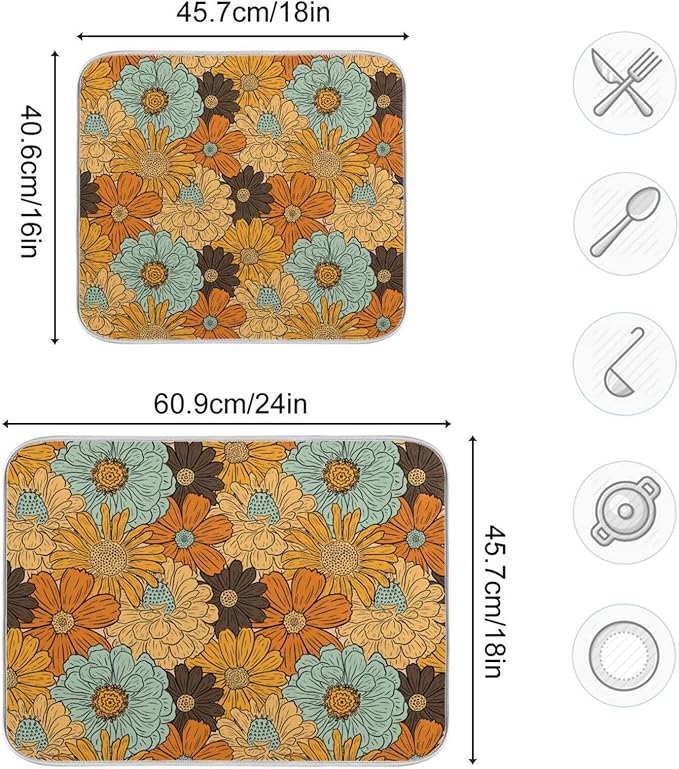 Super Absorbent Dish Drying Mat, Microfiber Fast-Drying Dish Mat, Kitchen Dish - Image 3