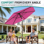 AreShark 7.5FT Patio Umbrella Table Market Umbrella with 6 Sturdy Ribs, Button Tilt/Crank, Heavy-Duty Outdoor Umbrellas for Pool, Deck, Garden and Backyard, Rose Pink - Image 4