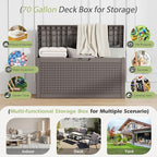 Outdoor Storage Box, Resin Deck Boxes Indoor and outdoor, Waterproof Storage Box Lockable Lid (Grey,70 Gallon) - Image 4