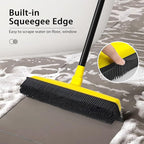 Rubber Broom with Squeegee, Pet Hair Removal 52.8 inches Long Handle, Push Fur - Image 3