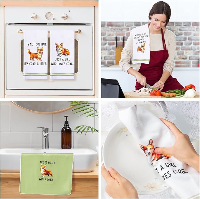 R Horse Funny Corgi Kitchen Dish Towels - Image 5