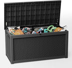 310 Gallon Lockable Outdoor Storage Box – Waterproof Resin Deck Box for Patio Furniture, Garden Tools, Pool Accessories (Black) by Unknown