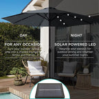 Best Choice Products 10ft Solar Polyester LED Lighted Patio Umbrella w/Tilt Adjustment and UV-Resistant Fabric - Image 3