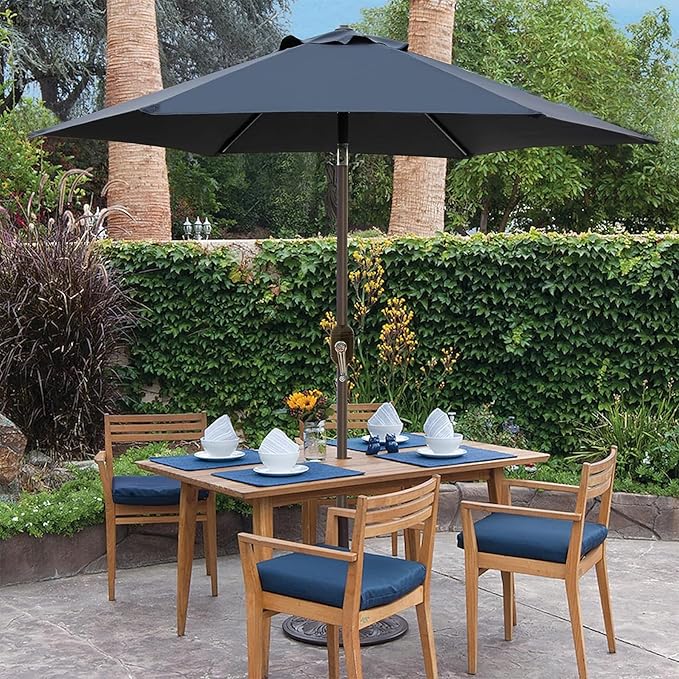 Blissun 7.5 ft Patio Umbrella, Yard Umbrella, Outdoor Market Umbrella with Push Button Tilt Crank (Black) - Image 6