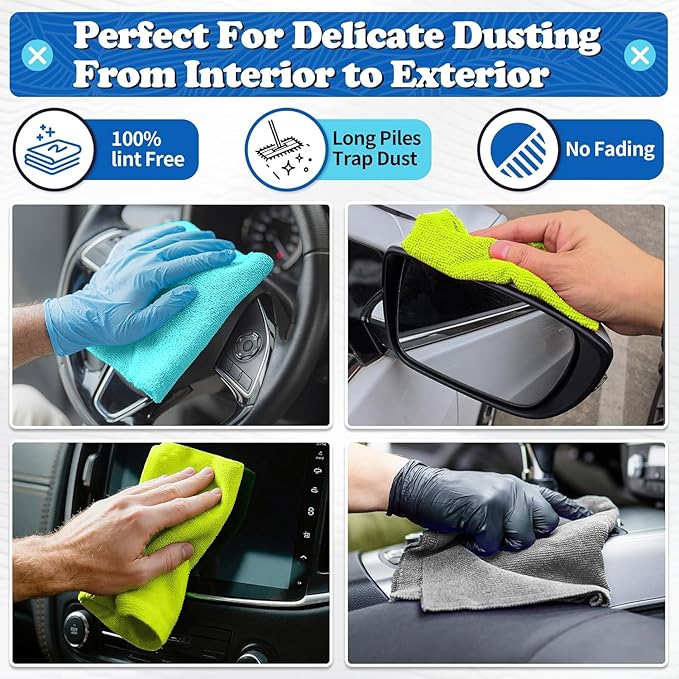 FIXSMITH Microfiber Cleaning Cloth, Shop Towels Bulk, 24 Pack Microfiber Towels - Image 3
